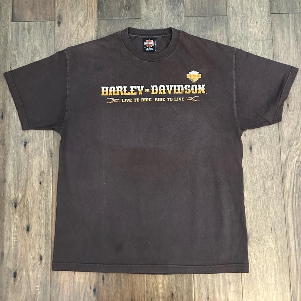 Harley-Davidson Dark Brown Tee with Gold Accents